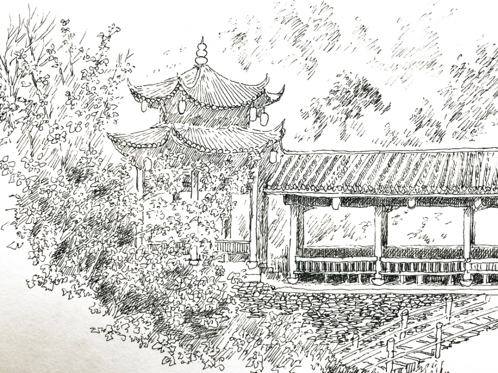 跟着钢笔画游城北|耕读吴岱福绵长