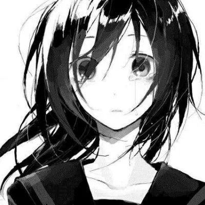 女头高清伤感的丧系黑白漫画女生头像图片