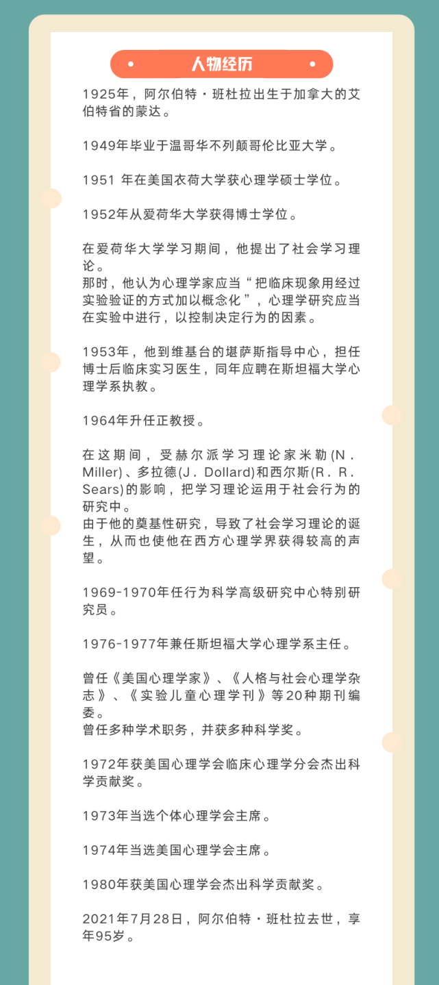 心理学名人科普|阿尔伯特·班杜拉