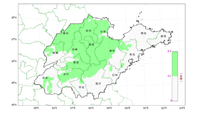 12日,全省天氣陰,魯西北和魯中地區出現小雨,魯南和半島西部地區局部