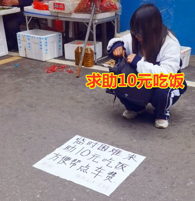 广东:女生蹲路边求助10元吃饭,男子施舍看到她掏收款码绷不住了