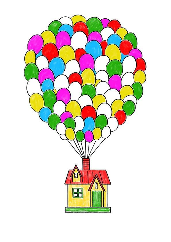 用马克笔对画面进行上色,气球的色彩搭配可以根据自己的喜好进行设计.