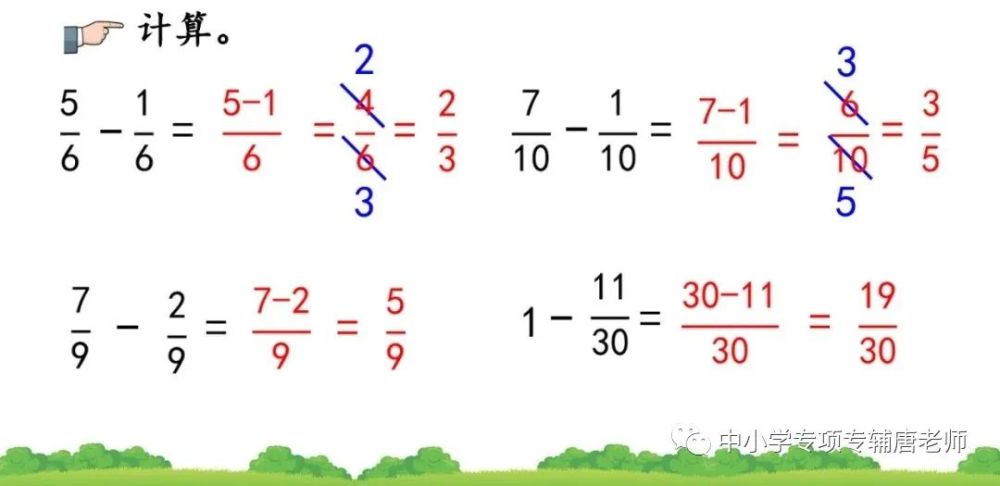 五年級數學同分母分數加減法專題講解典型例題解析轉給孩子
