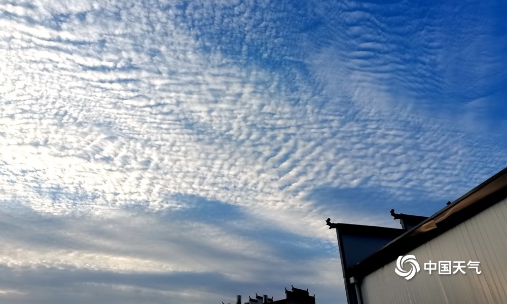 江西遂川天气晴朗天空现鱼鳞云十分壮观