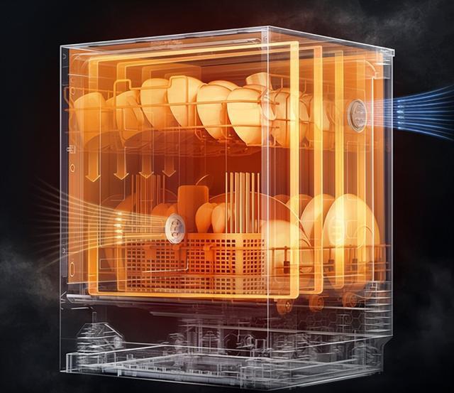 雲米ai洗碗機milano配備的ptc熱風乾燥系統可以加速水汽蒸發,低耗餘熱