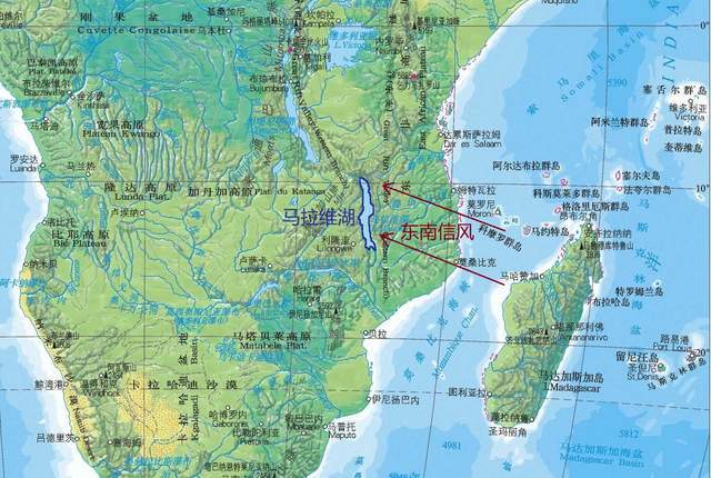 马拉维湖和东南信风而且由于冬半年时是马拉维湖所在地区的干季,降水