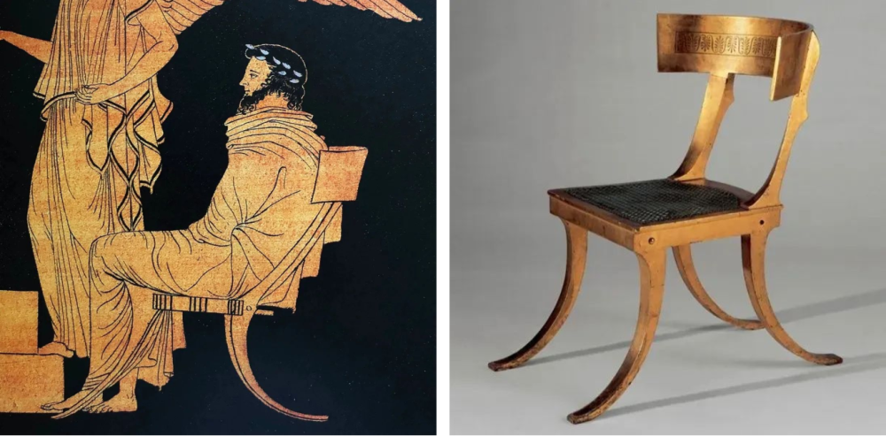 家具设计的典范,叫"克里斯莫斯椅"(klismos chair),灵感来自古希腊