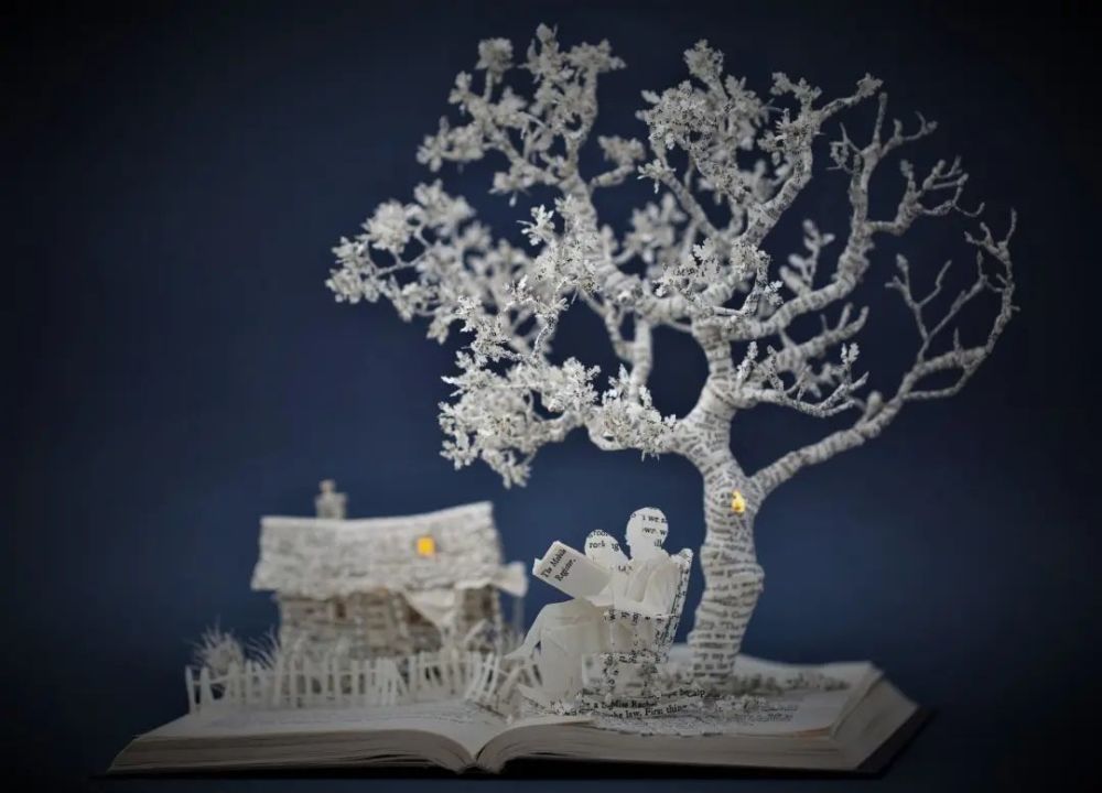 她让书本盛开鲜花精致的纸雕美得让人沉醉