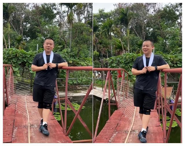 岳云鹏晒户外健身照,黑色短袖上白色汗渍明显,瘦身成功脸带笑意_腾讯