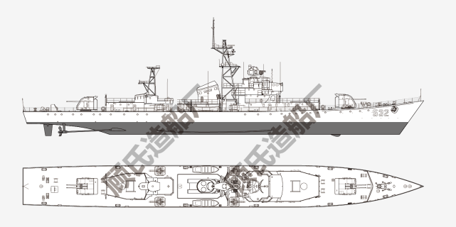056护卫舰纸模图纸图片