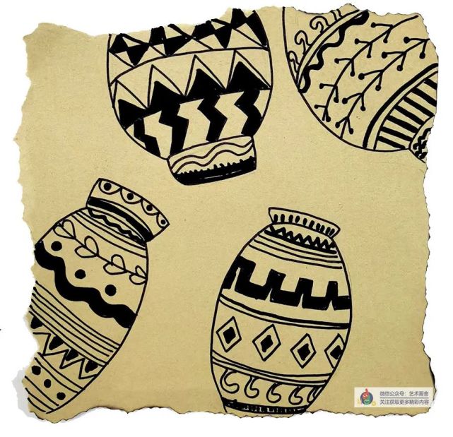 儿童画教程|创意线描画-远古文明彩陶之美!