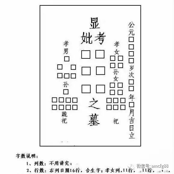 墓碑的书写格式与范例