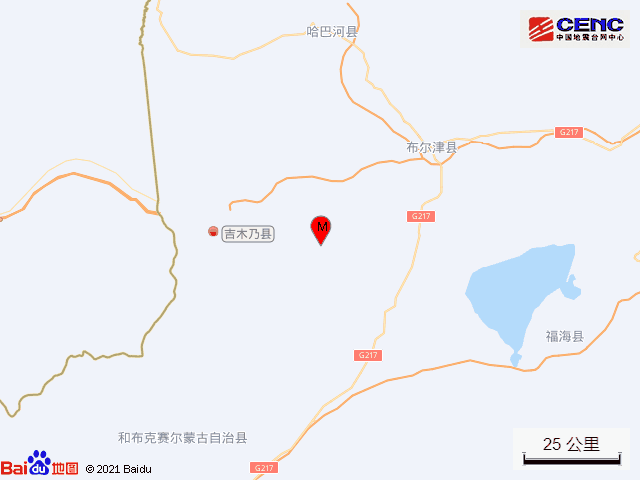 新疆阿勒泰地区吉木乃县发生30级地震