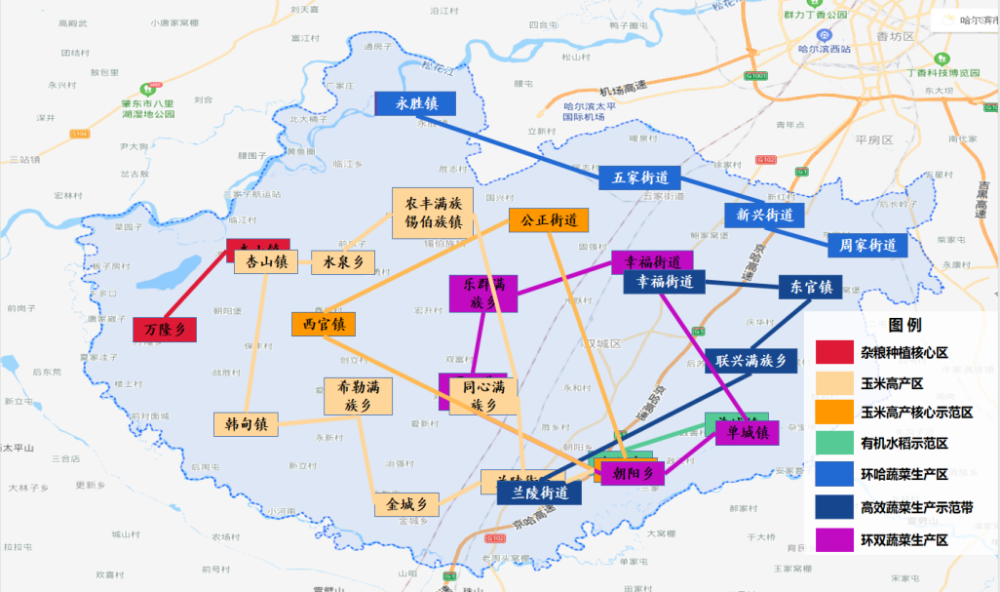 双城区乡镇分布图图片