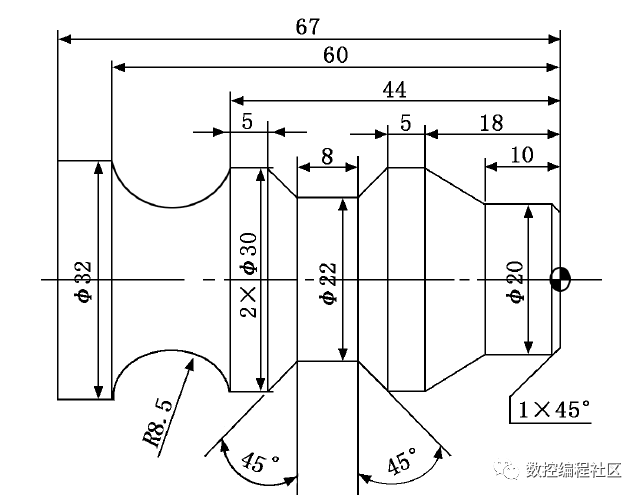 在gsk980tb3數控車床上加工如圖所示的凹槽零件,材料為ly16鋁棒,毛坯