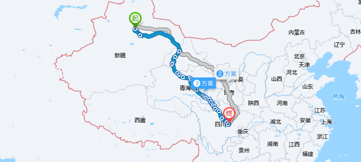 經過城市:烏魯木齊-吐魯番-哈密-敦煌-阿克塞-大柴旦-德令哈-瑪沁縣