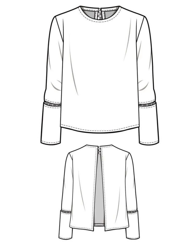 服装设计款式图|上衣正反面款式图ai绘画
