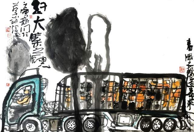 《火車頭》30x68cm《黃包車》68x68cm《觀光車》40x30cm《公交車》30x