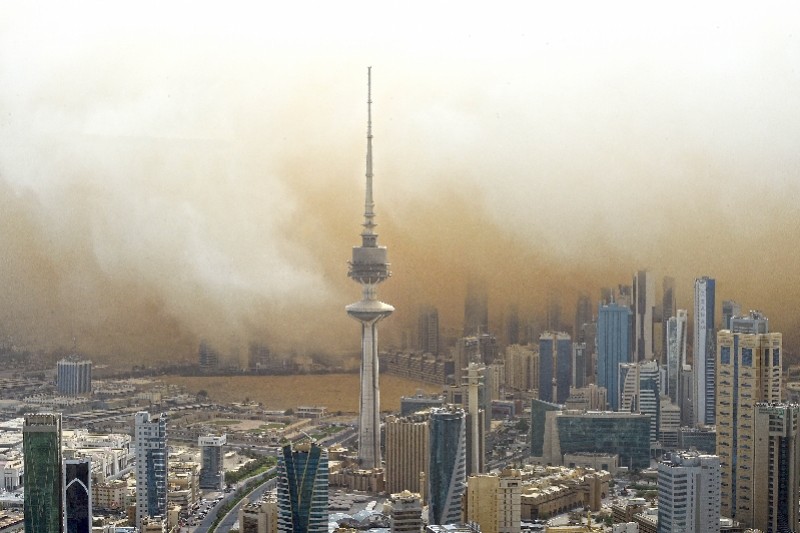 图集：中东海湾地区再遭大规模沙尘暴袭击，羊吃草还是吃土？