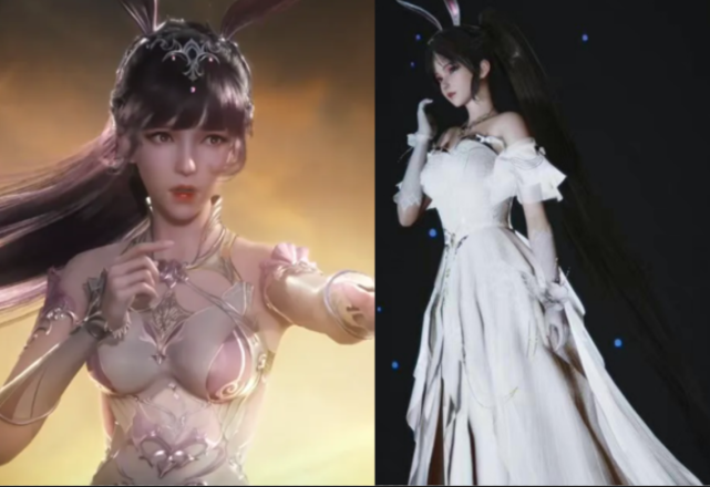 斗罗大陆小舞婚纱新造型来袭白色礼服裙加单马尾仙女身材太养眼了