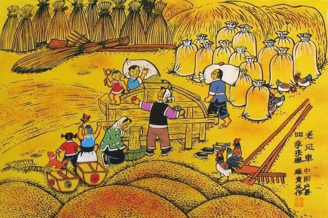 把麦穗在手里一撮,吹去麦糠,拿起一粒放在牙齿上一咬,喊一声,麦子熟了