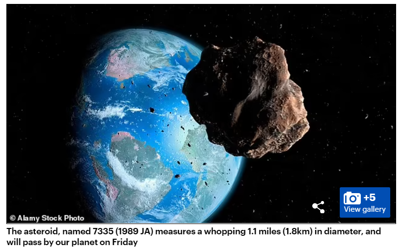 大小为世界最高建筑2倍！NASA：一小行星本周五将掠过地球