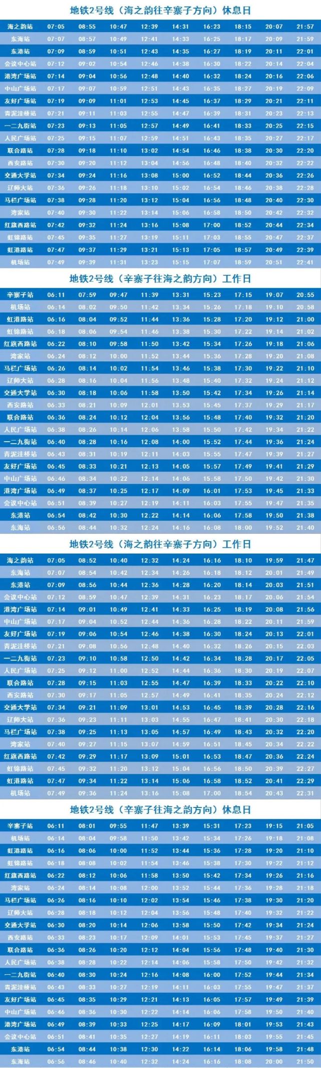 各站发车时间表大连地铁1,2号线主题专列目前,大连地铁全线列车语音