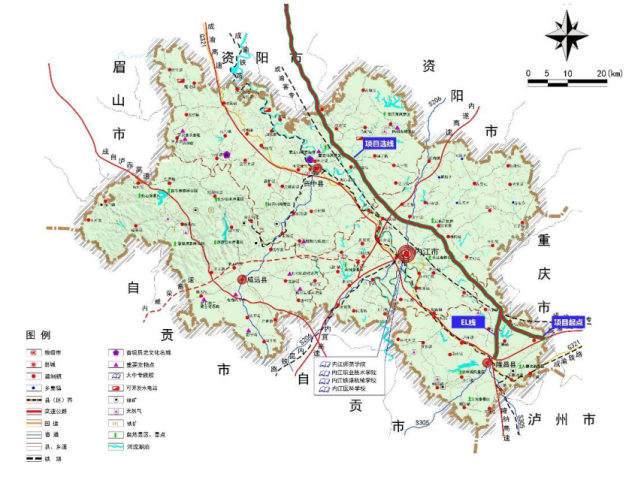 为主 局部路段改扩建高速公路建设项目,项目建设地点包括内江市隆昌市