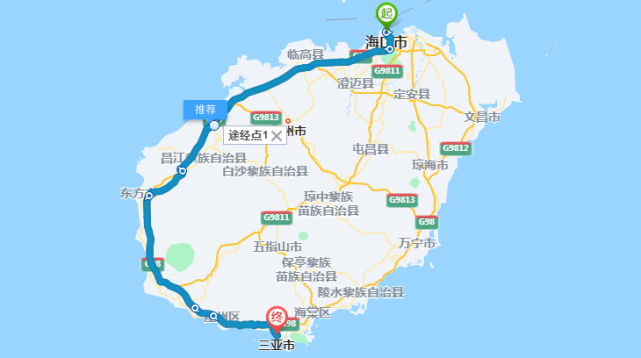 交通路線:海口市-海南環島高速-海三高速-五指山連接線-山海高速-三亞