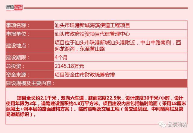 汕头珠港新城海滨便道工程将开建