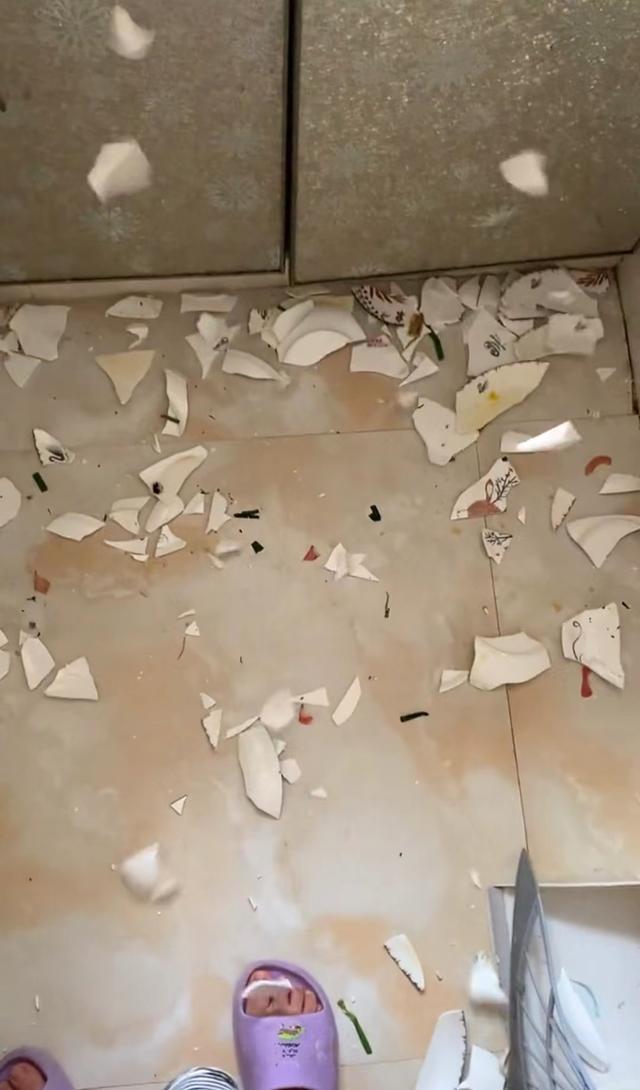 丈夫拒不承认没刷盘子,妻子怒把家中盘子全部摔碎:给他个教训