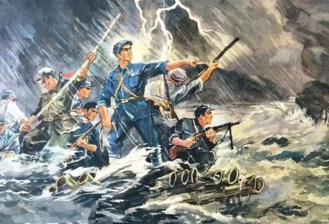 红军突破乌江天险,开创了用竹筏子过江,搭浮桥的先例