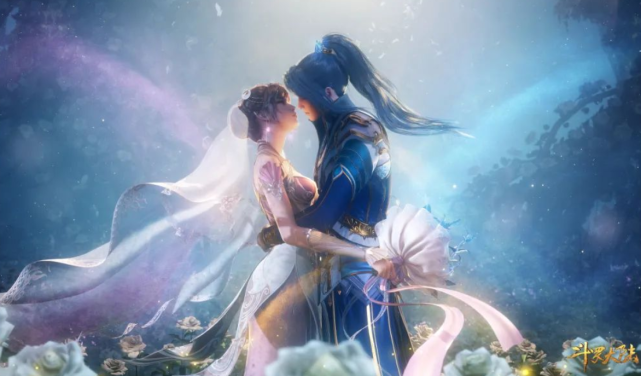 斗罗大陆落日森林订婚照来袭小舞身穿仙女婚纱亮相和唐三深情贴贴