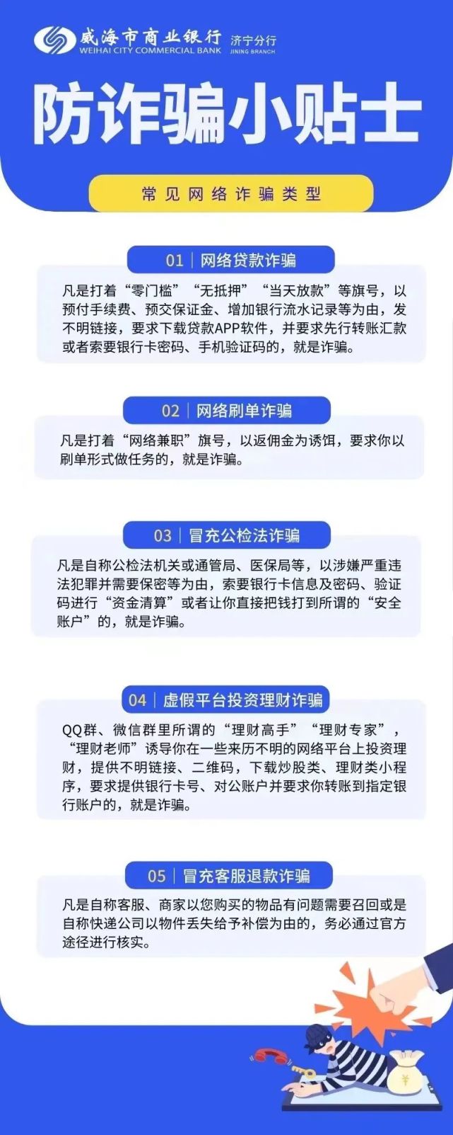 威海市商業銀行濟寧分行防範電信詐騙行動在路上