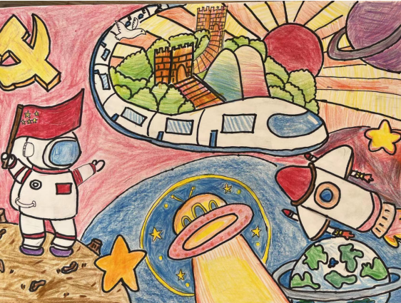 的科幻画展现了一个个充满想象的世界,开启了孩子们心中的美好愿景
