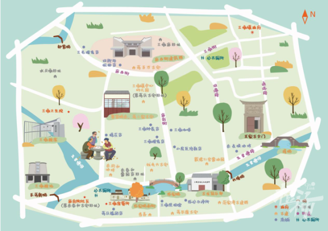 端午小长假去哪儿玩不妨拿着这幅手绘地图逛逛三墩老街