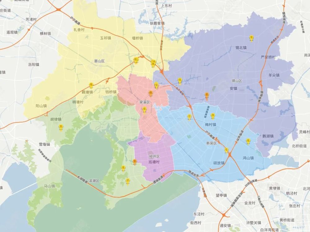 於:梁溪區(4宗),錫山區(3宗),惠山區(6宗),濱湖區(4宗),新吳區(4宗)