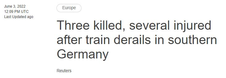 德国巴伐利亚发生火车事故，至少3人死亡仁爱版初中英语教材七年级上册