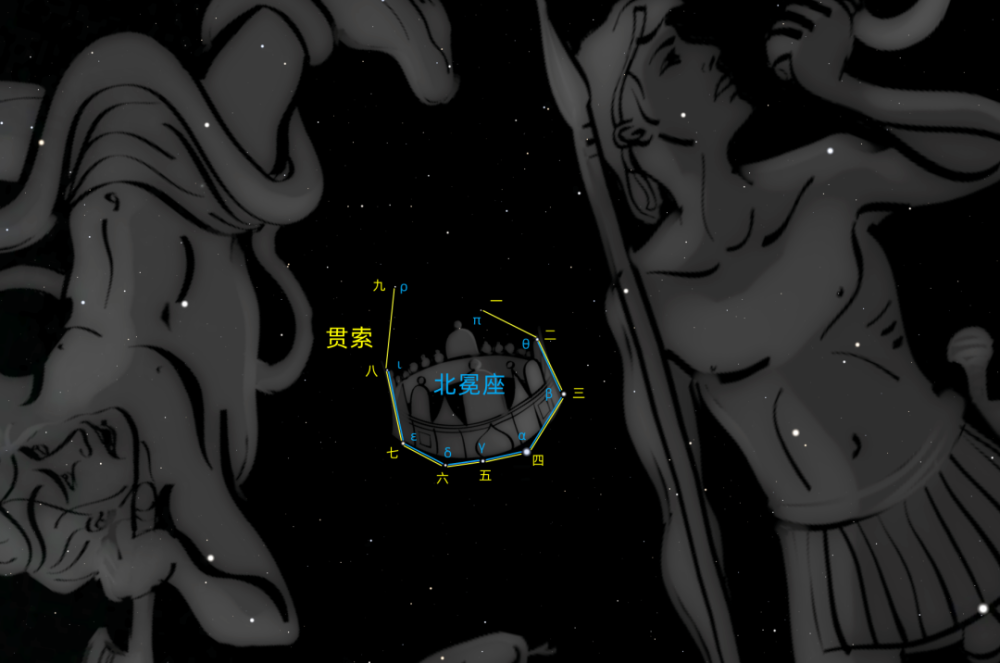 北冕座与贯索星官的对照(来源:水兄/stellarium模拟)说到这个"贯索"