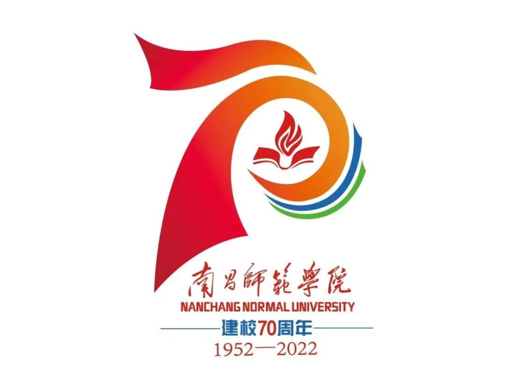 校徽元素(火焰和书本)作为设计核心元素,紧扣南昌师范学院70周年校庆