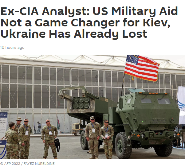 中情局前分析员：美国对乌克兰武器援助不会改变战场现状