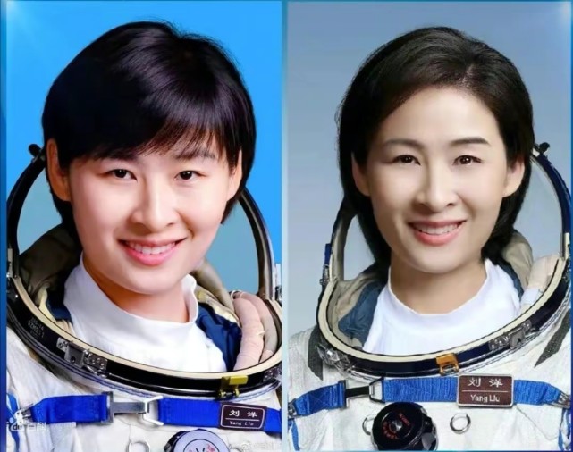 下图是刘洋执行神九和神十四的照片.