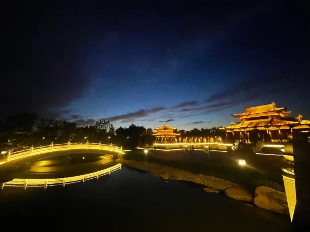 图说雄安悦容公园夜景醉游人