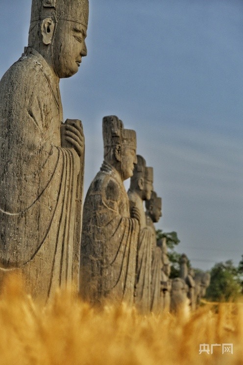 宋陵石像生矗立千年守望麦田