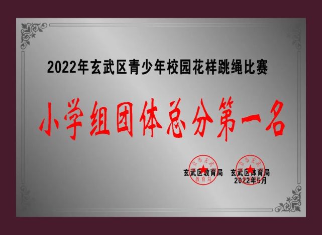 榮獲第一名在2022年玄武區花樣跳繩比賽中南師大附小運動健兒熱烈祝賀