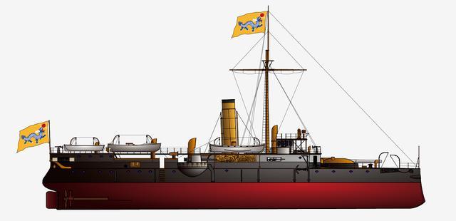 被北洋海军提督丁汝昌指派保护登陆场(同队军舰还有鱼雷巡洋舰"广丙"