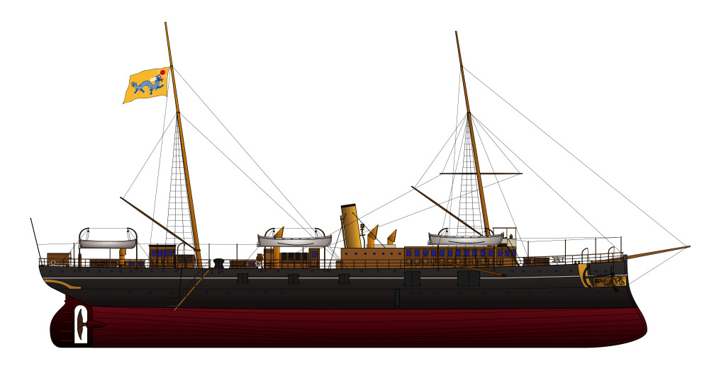 1880年10月22日下水第二十四号轮船"开济",二等无防护巡洋舰.