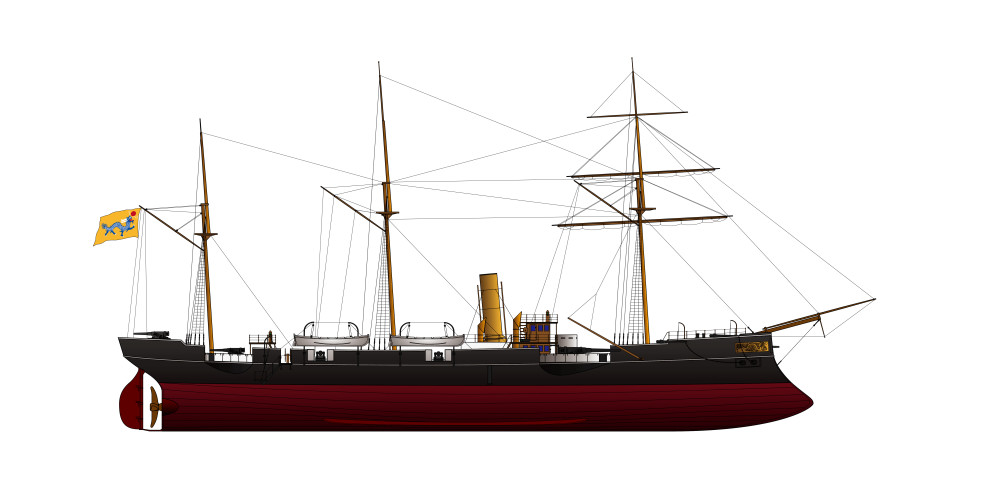 第二十五号轮船"横海",二等无防护巡洋舰.