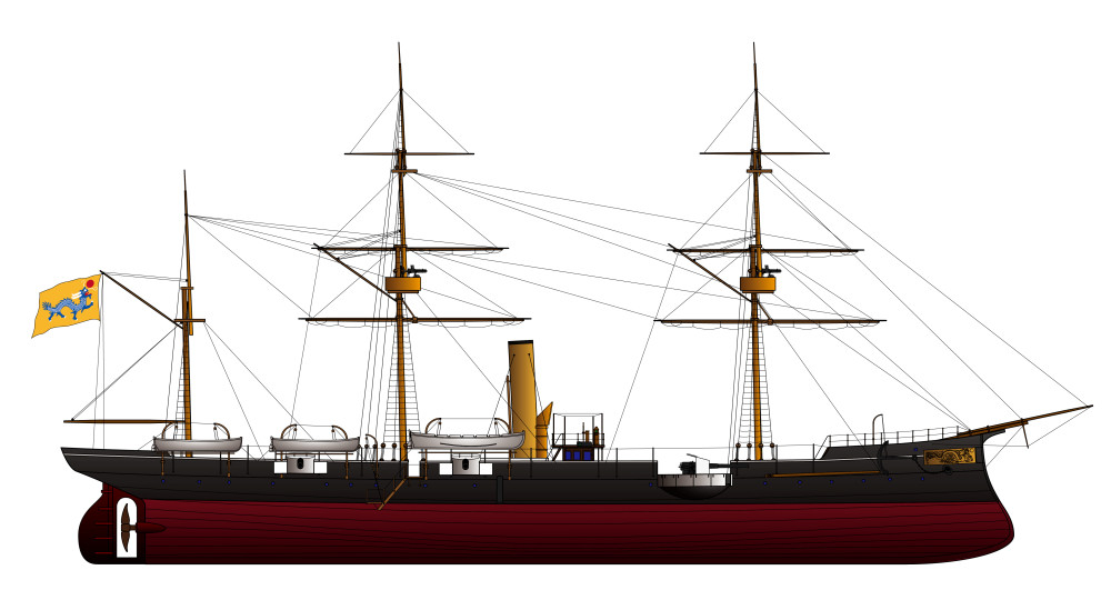"寰泰",1886年10月15日下水第二十八号轮船"广甲",二等无防护巡洋舰