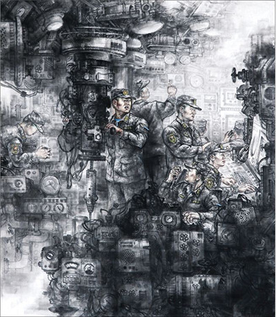 紧急下潜(国画)赵建华 作今日8版"画苑"中有国画《紧急下潜》,漫画